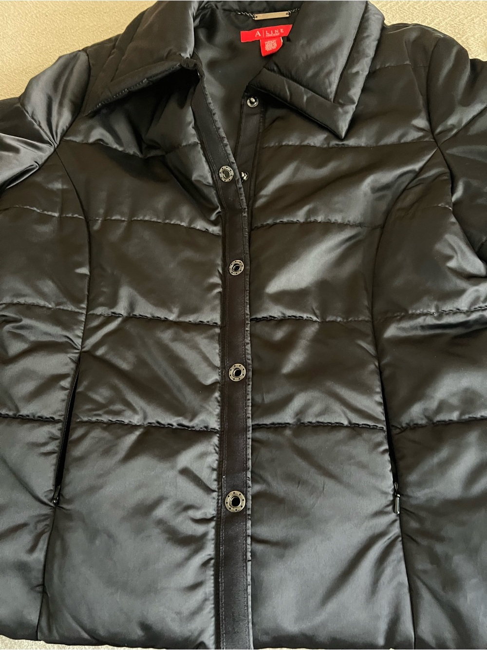 A/X Armani Exchange Black Quilted Snap-Front Puffer Coat